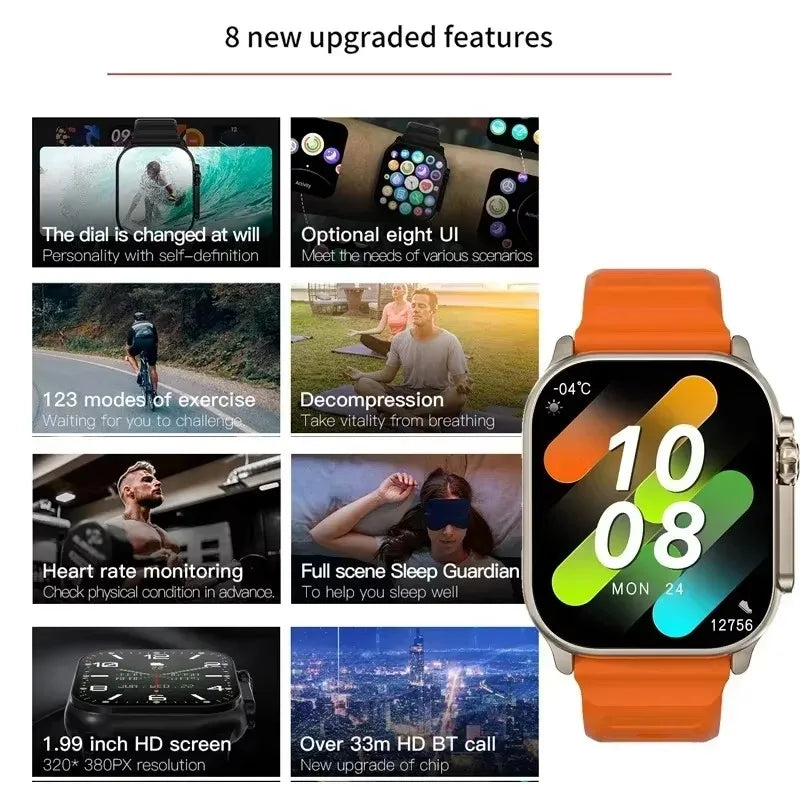 2025 novo t900 ultra smartwatch 49mm 2.09 "tela amoled nfc fitness relógios à prova dwaterproof água para homem iwo relógio ultra 9 relógio inteligente masculino